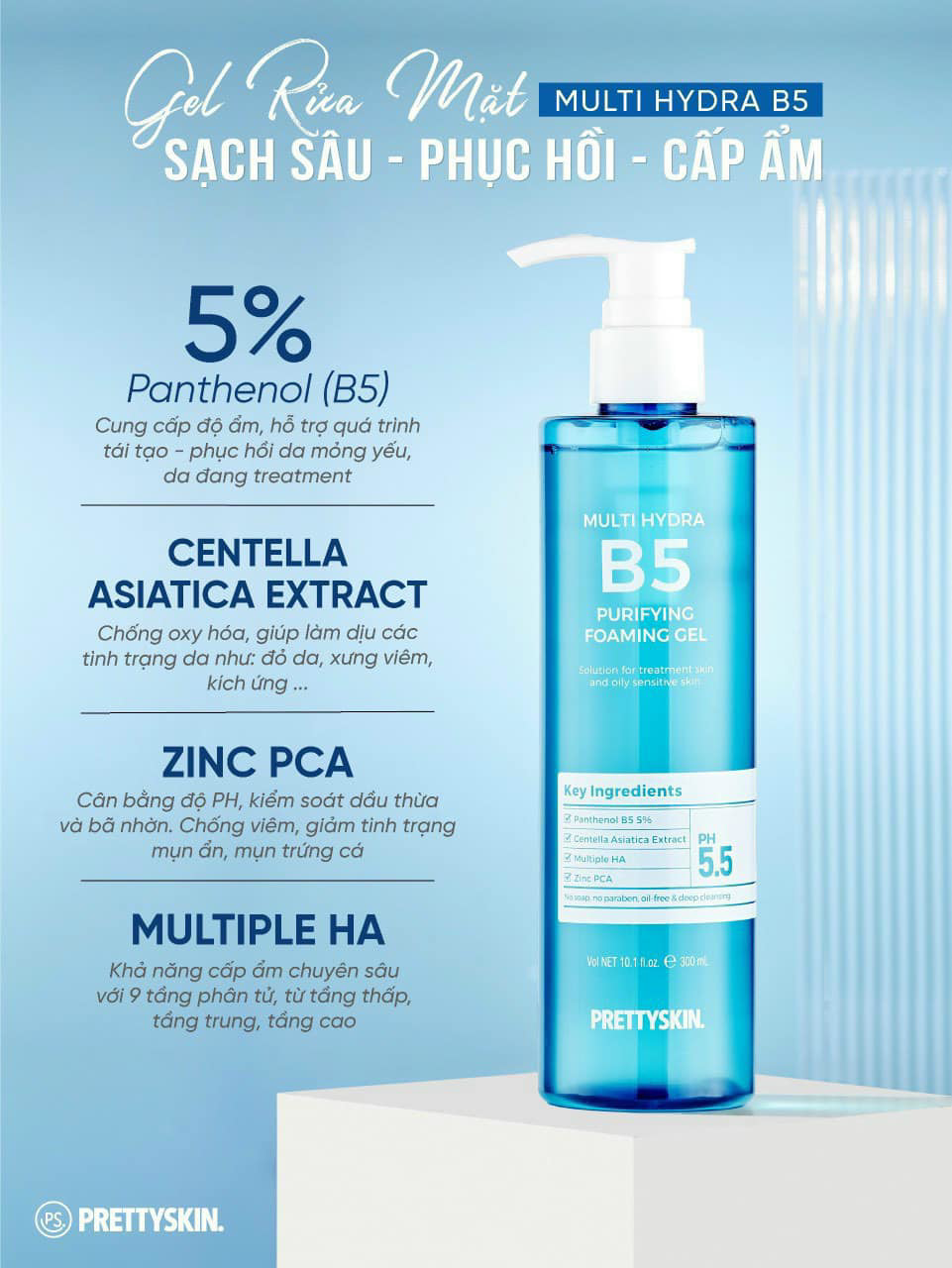 23884_469696249-122173683500248701-1693920257777527602-n_20251110224708.png Sữa Rửa Mặt Prettyskin Multi Hydra B5 Cấp Ẩm Sạch Sâu 300ml - 8809733219091