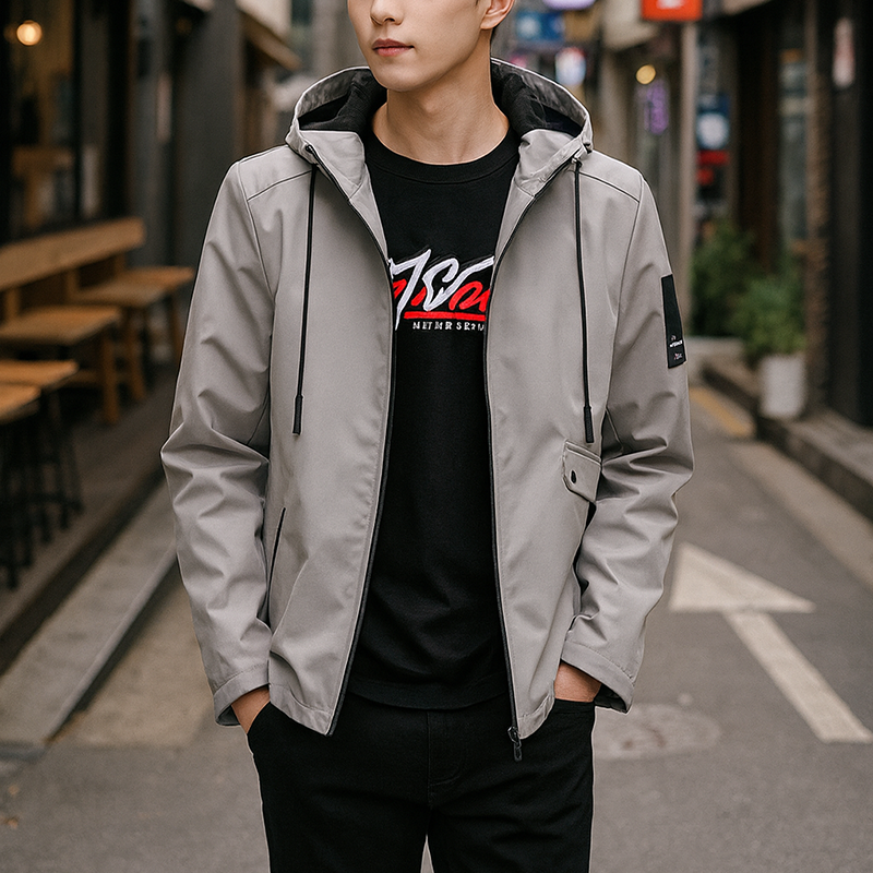 Áo Khoác Nam Rurumen Chất Dù 2 Lớp Có Nón Phối Logo Bên Tay (Có size 3x) Áo Khoác Nam Rurumen Chất Dù 2 Lớp  Có Nón Phối Logo Bên Tay (Có size 3x)