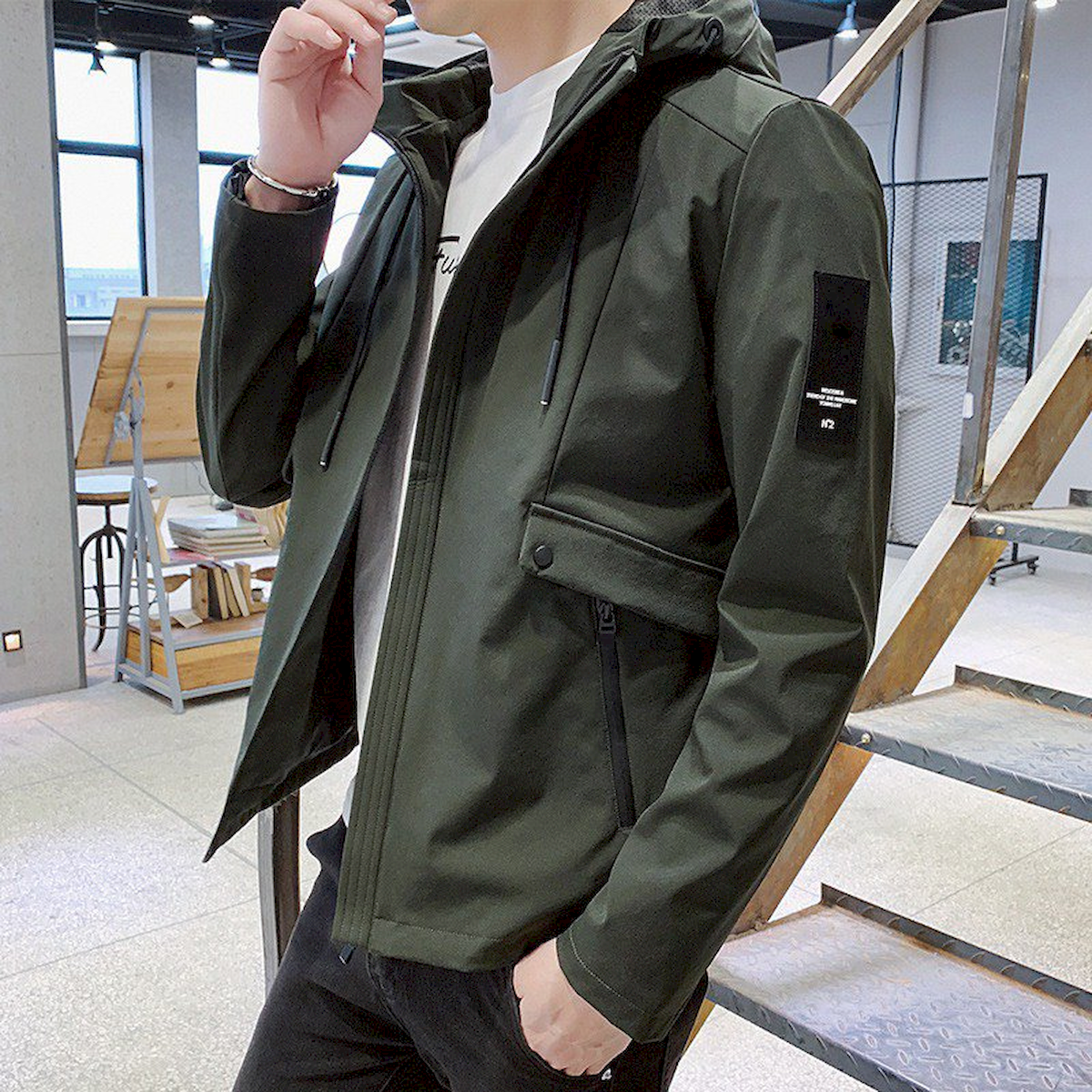 Áo Khoác Nam Rurumen Chất Dù 2 Lớp Có Nón Phối Logo Bên Tay (Có size 3x) Áo Khoác Nam Rurumen Chất Dù 2 Lớp  Có Nón Phối Logo Bên Tay (Có size 3x)