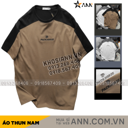 Áo Thun Nam Cổ Tròn Oversize Tay Phối Màu Thêu Chữ PackHorse - AB512