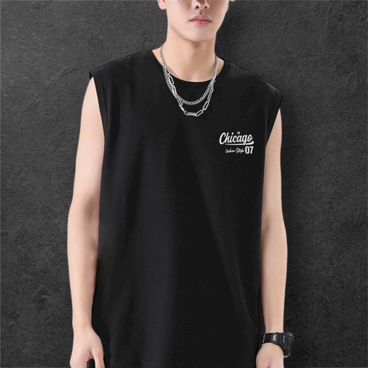 24146_z5384838015666-a0b2fd3f1b8c46ee0093e5c54a419a41_20240427105216-3.png Áo Thun Nam Ba Lỗ Pack Horse In Chữ Chicago - AB513