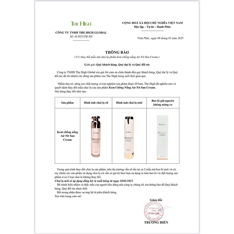 Nguồn sỉ kem Chống Nắng The High Korea Giúp Nâng Tone Da Trắng Hồng 50ml - Mẫu Mới Nhất 2025 Nguồn sỉ kem Chống Nắng The High Korea Giúp Nâng Tone Da Trắng Hồng 50ml - Mẫu Mới Nhất 2025