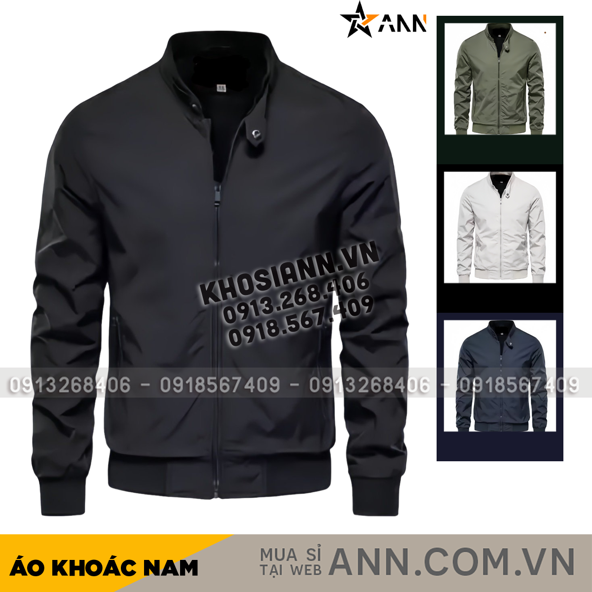 Giá sỉ áo Khoác Dù Nam Hai Lớp Trơn Cổ Đứng Tay Bo Giá sỉ áo Khoác Dù Nam Hai Lớp Trơn Cổ Đứng Tay Bo