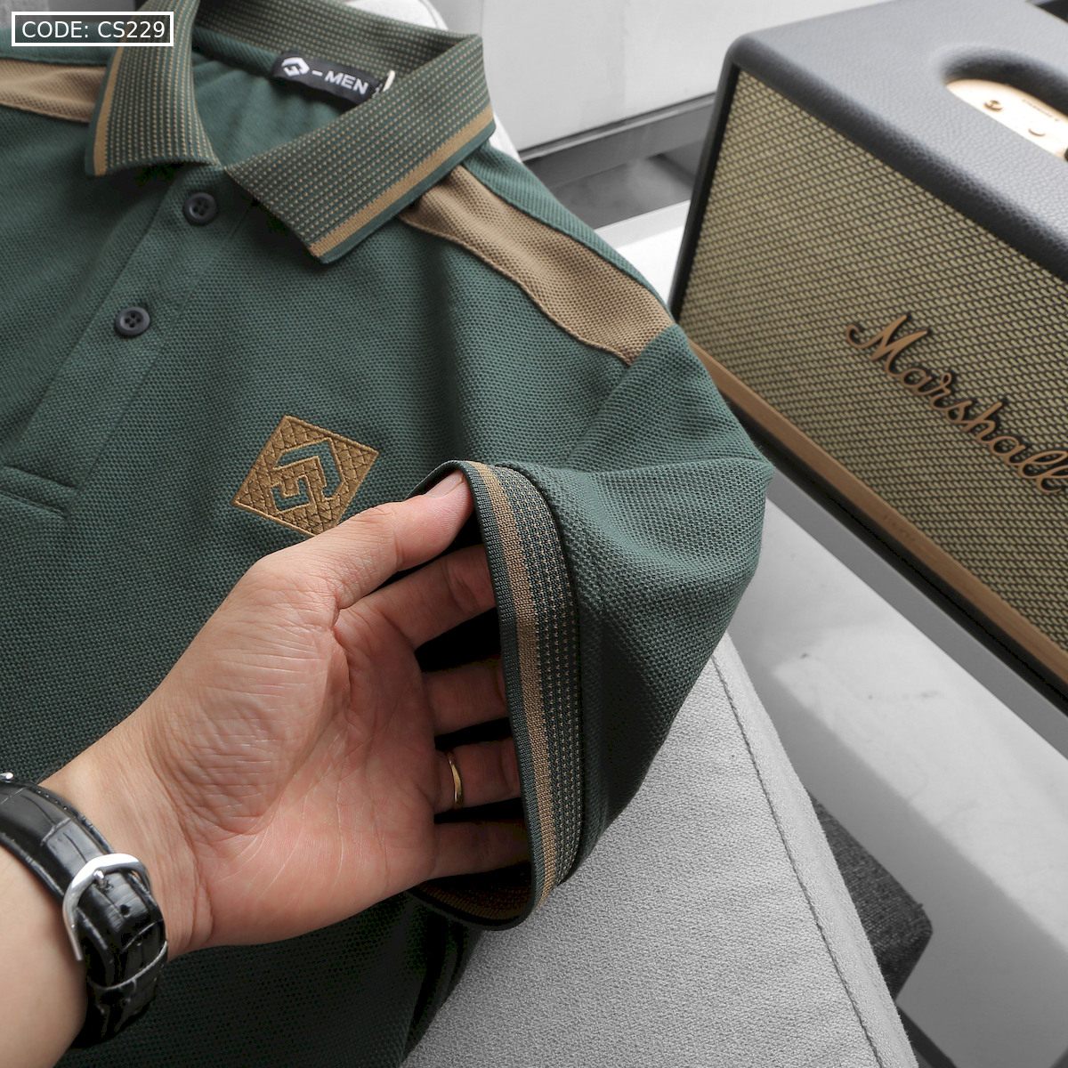 24673_z5623303460631-585d5d55f50ee78e1ad6660fde1fbc4b-result_20240711163832-4.png Áo Thun Nam Cổ Bẻ Thêu Nổi Logo Lục Giác (Có size 3x) - CS229