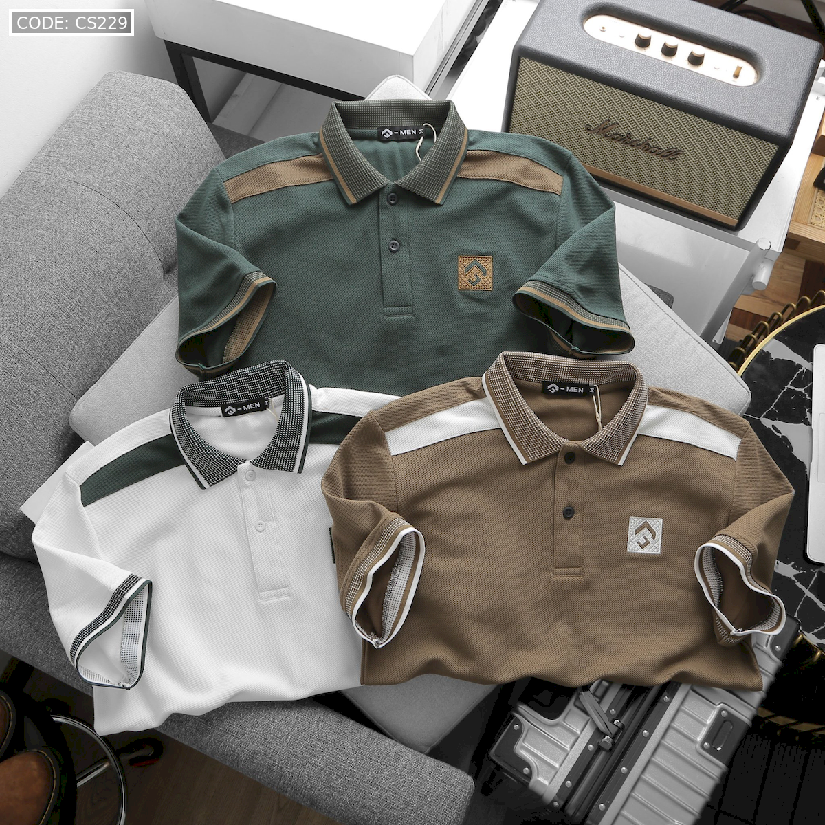 24673_z5623303474629-d6cd35e2f0ae45c3de854ce490561ed2-result_20240711163833-4.png Áo Thun Nam Cổ Bẻ Thêu Nổi Logo Lục Giác (Có size 3x) - CS229