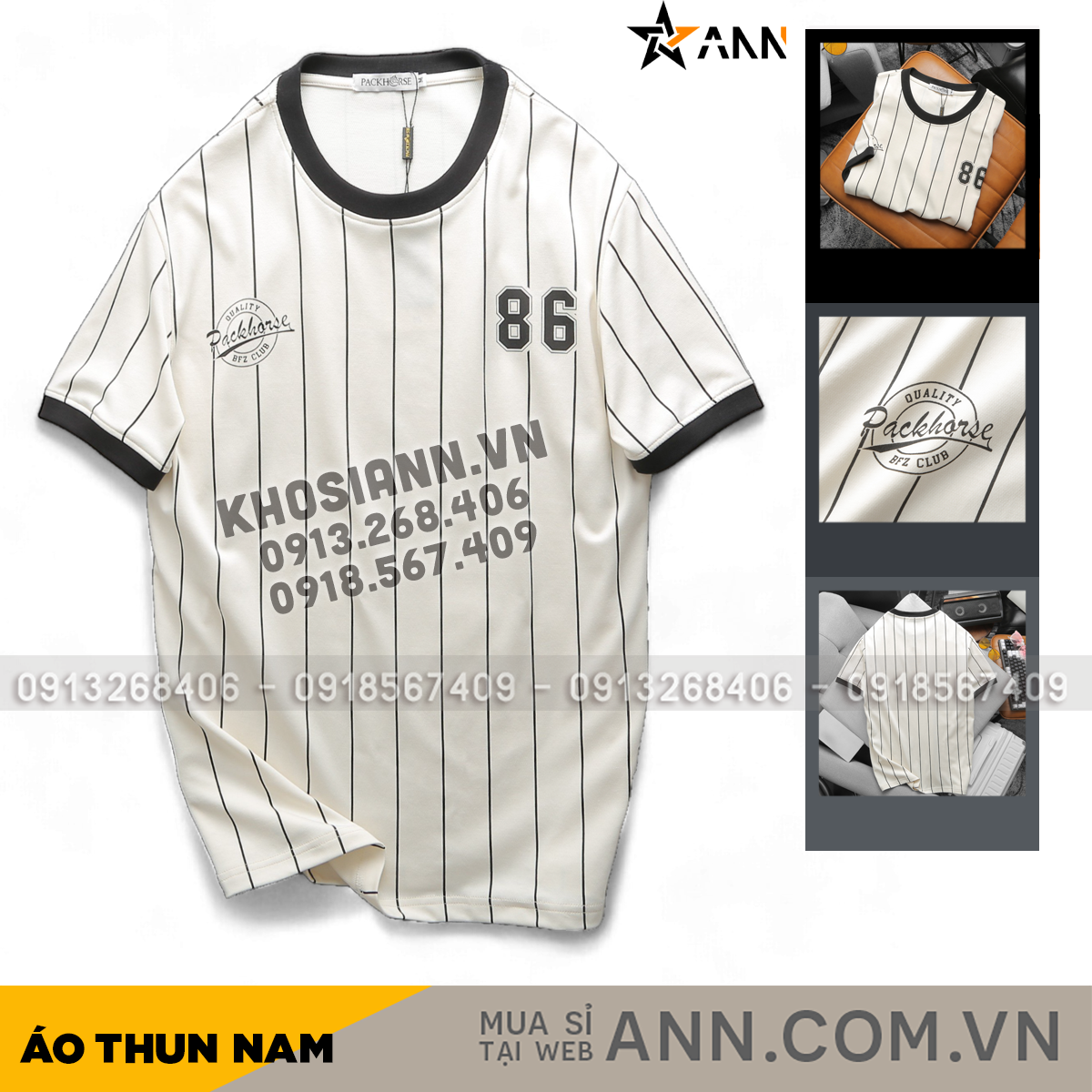 Phân phối áo Thun Nam Cổ Tròn Pack Hourse In Logo Số 86 (Có Size 3x)