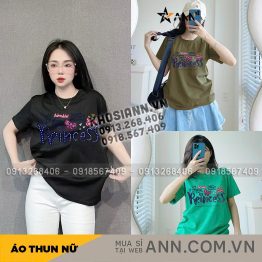 Áo Thun Thái Nữ Cổ Tròn Form Rộng In Chữ Princess Size L(55-75kg) - AG1445