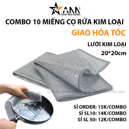 Combo 10 Miếng Lưới Rửa Chén Sợi Thép - Miếng Rửa Chén Bát Cọ Xoong Nồi Bằng Kim Loại 1 Lớp Đa Năng 20x20cm - MCRKL01