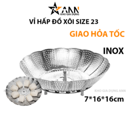 Vỉ Hấp Đồ Xôi Inox Size 23 Xòe Cánh 3 Chân 16x16x7cm - VHDX01