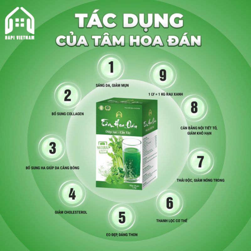 Phân phối diệp Lục Cần Tây Tâm Hoa Đán Hộp 15 Gói Phân phối diệp Lục Cần Tây Tâm Hoa Đán Hộp 15 Gói
