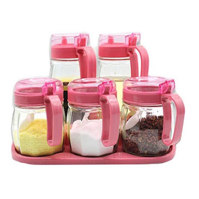 Chuyên sỉ bộ 5 Hủ Thủy Tinh Đựng Gia Vị Tiện Dụng 33x22x9cm Chuyên sỉ bộ 5 Hủ Thủy Tinh Đựng Gia Vị Tiện Dụng 33x22x9cm