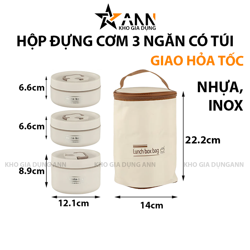 24985_86_20250320095327-2.png Hộp Đựng Cơm 3 Ngăn Kèm Túi Đựng Cơm Có Thìa Muỗng Tiện Lợi 14x22.2cm - HDC3M01