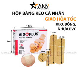 Hộp 100 Miếng Băng Cá Nhân Aid Plus 4 Size Băng Keo Cá Nhân Bảo Vệ Vết Thương - H100MBKCN01