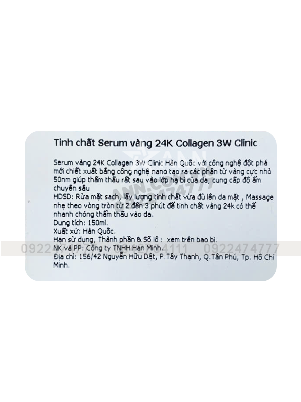 Serum Vàng 24K Collagen Luxury Gold 3W Clinic 150ml Serum Vàng 24K Collagen Luxury Gold 3W Clinic 150ml