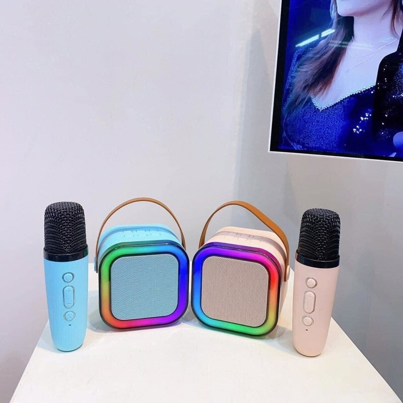 Loa Bluetooth Mini Kèm 2 Mic Karaoke Loa Bluetooth Mini Kèm 2 Mic Karaoke