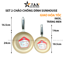 Set 2 Chảo Chống Dính Sunhouse Dùng Cho Bếp Ga - S2CH01