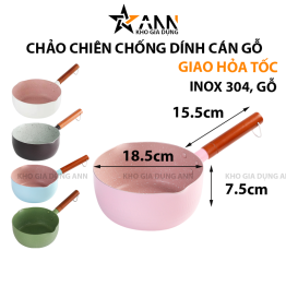 Chảo Chống Dính Tráng Men Cán Gỗ Nhiều Màu 18.5x7.5cm - CCCDCG01