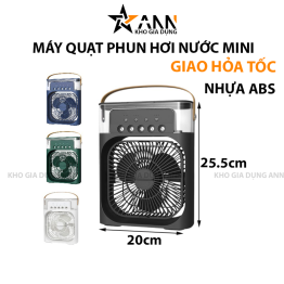 Quạt Phun Hơi Nước Có Đèn Hình Vuông Quạt Để Bàn Mini 600ml 20x25.5x8.5cm - QPNHS01