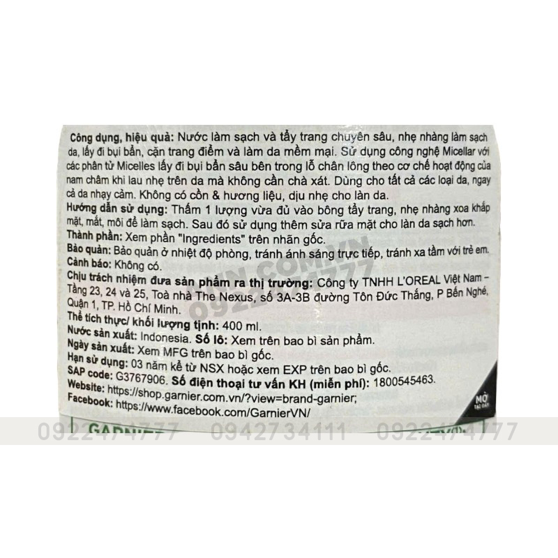 Phân phối nước Tẩy Trang Garnier Nắp Hồng Micellar Cleansing Water Cho Da Nhạy Cảm 400ml Phân phối nước Tẩy Trang Garnier Nắp Hồng Micellar Cleansing Water Cho Da Nhạy Cảm 400ml