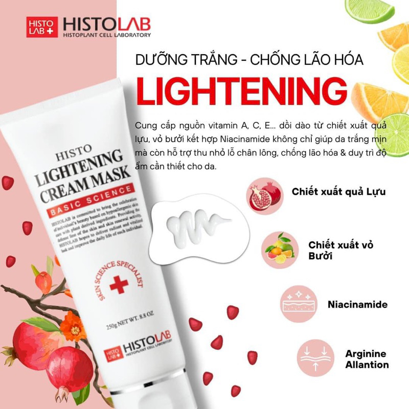 Bỏ sỉ mặt Nạ Kem Histo Lightening Cream Mask Dưỡng Trắng Da 250g Bỏ sỉ mặt Nạ Kem Histo Lightening Cream Mask Dưỡng Trắng Da 250g