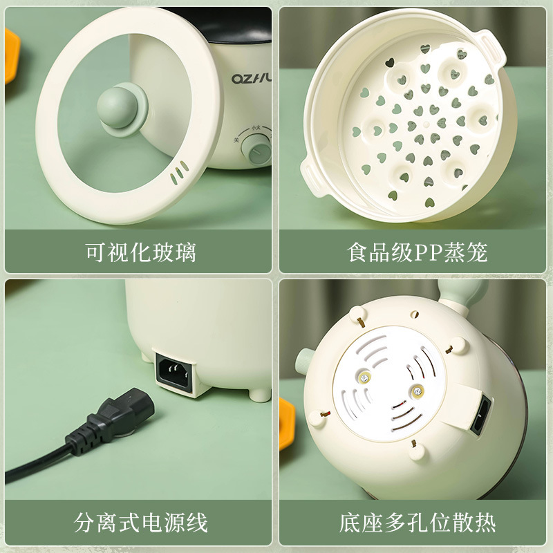 Nồi Lẩu Điện Mini 2 Tầng Đa Năng Kèm Giá Hấp Có Tay Cầm 1.8L 17.5x17.5x27cm Nồi Lẩu Điện Mini 2 Tầng Đa Năng Kèm Giá Hấp Có Tay Cầm 1.8L 17.5x17.5x27cm