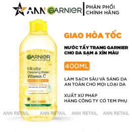 Nước Tẩy Trang Garnier Nắp Vàng Micellar Cleansing Water Vitamin C Dành Cho Da Sạm Xỉn Màu 400ml - 8994993013869