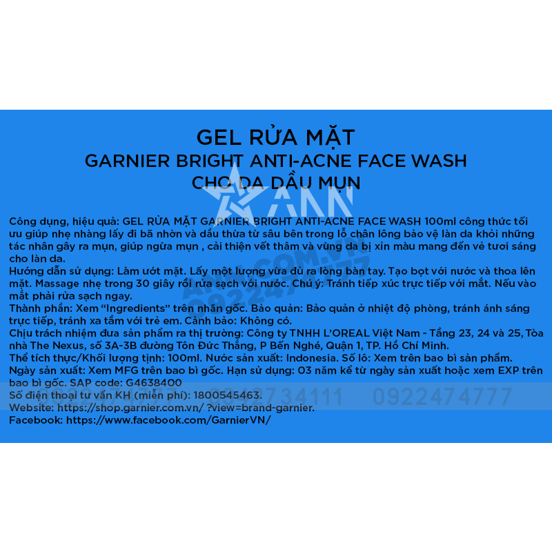 25380_tem-phu_20241007103743-2.png Sữa Rửa Mặt Garnier Ngừa Mụn Sáng Da Bright Anti-Acne 100ml - 8994993018222