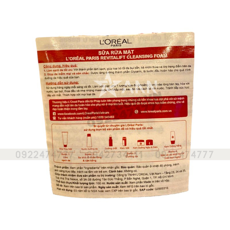 25387_srm-loreal-do-tem-photoroom_20241007143814-12.jpg Sữa Rửa Mặt Loreal Paris Chống Lão Hoá Revitalift Cleansing Foam 100ml - 8991380232162