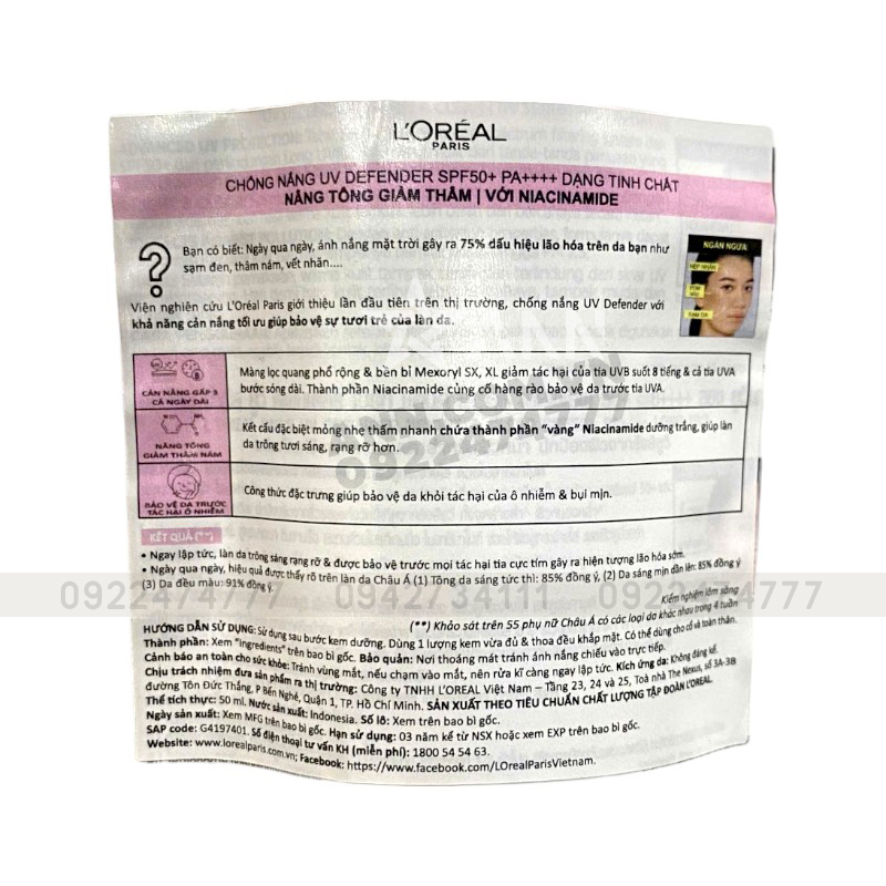 25392_kcn-bright-loreal-tem-photoroom_20241008101234-14.jpg Kem Chống Nắng Loreal Paris Nâng Tone Giảm Thâm Bright & Clear With Niacinamide SPF50+ PA++++ 50ml Loreal - 8994993014668