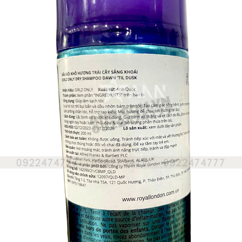 Dầu Gội Khô Girlz Only Màu Xanh 200ml - Dầu Gội Khô Hương Trái Cây Dầu Gội Khô Girlz Only Màu Xanh 200ml - Dầu Gội Khô Hương Trái Cây