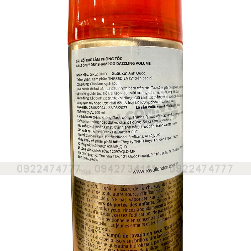 Chuyên sỉ dầu Gội Khô Girlz Only Màu Cam 200ml - Dầu Gội Khô Làm Phồng Tóc Chuyên sỉ dầu Gội Khô Girlz Only Màu Cam 200ml - Dầu Gội Khô Làm Phồng Tóc