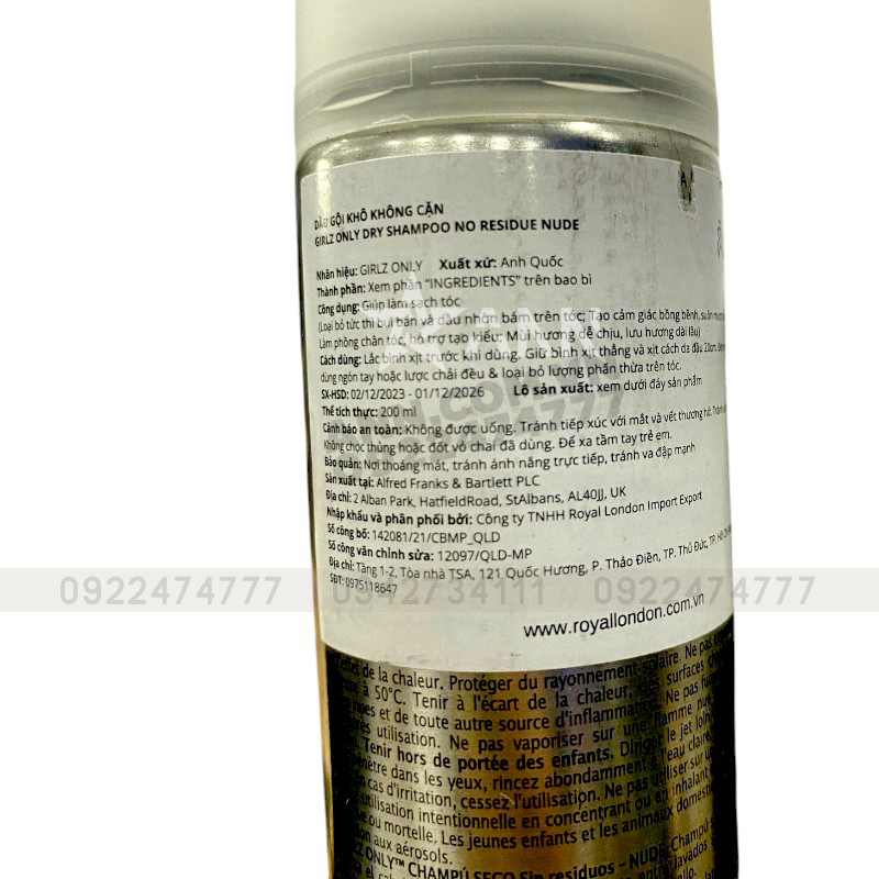 Dầu Gội Khô Girlz Only Màu Xám 200ml - Dầu Gội Khô Cho Da Đầu Nhạy Cảm Dầu Gội Khô Girlz Only Màu Xám 200ml - Dầu Gội Khô Cho Da Đầu Nhạy Cảm