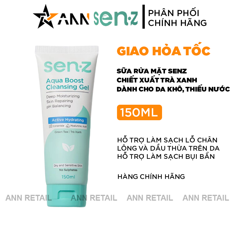 25497_d_20241022144335-1.png Sữa Rửa Mặt Senz Aqua Boost Cleansing Gel Chiết Xuất Trà Xanh 150ml - Sữa Rửa Mặt Cho Da Khô - SRMSTX