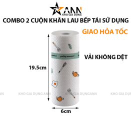 Combo 2 Cuộn Khăn Giấy Lau Bếp Đa Năng Tái Sử Dụng Nhiều Lần 6x6x19.5cm - CKGLDN