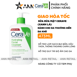 Sữa Rửa Mặt Cerave Hydrating Cleanser Xanh Lá Lớn 473ml - Dành Cho Da Thường Đến Da Khô - 3337875597333