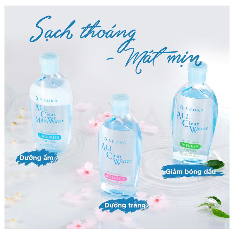 Nước Tẩy Trang Hai Lớp Senka All Clear Milky Water Nourish Màu Xanh Dương 230ml Nước Tẩy Trang Hai Lớp Senka All Clear Milky Water Nourish Màu Xanh Dương 230ml