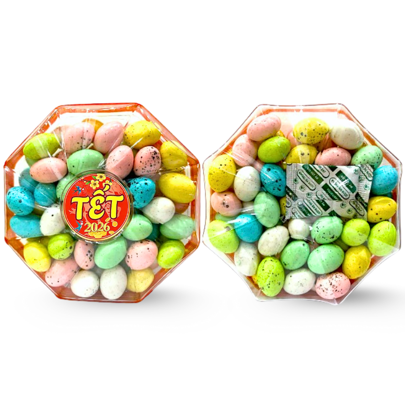 Hộp Kẹo Trứng Socola Bát Giác 300G Hộp Quà Tết 2026 Hộp Kẹo Trứng Socola Bát Giác 300G Hộp Quà Tết 2026