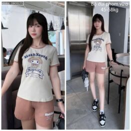 Đồ bộ quần đùi áo tay ngắn in hình và chữ - DBO5177