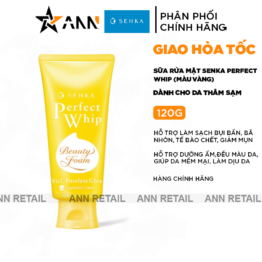 Sữa Rửa Mặt Senka Perfect Whip Vitamin C Màu Vàng Sáng Mịn Mờ Thâm 120g - 4550516705464