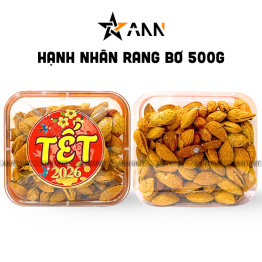 Hộp Hạnh Nhân Rang Bơ Hộp Vuông Tròn 500G Hộp Quà Tết 2026 - HHNRBHCN500