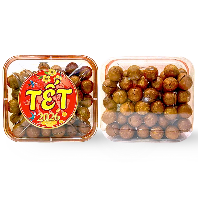 Hộp Hạt Macca Tây Nguyên Hộp Vuông Tròn 550G Hộp Quà Tết 2026 Hộp Hạt Macca Tây Nguyên Hộp Vuông Tròn 550G Hộp Quà Tết 2026