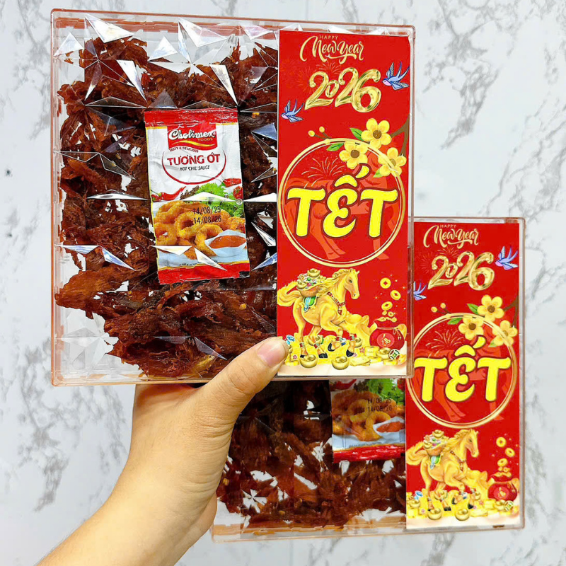 Hộp Quà Tết Khô Bò Xé Sợi Ngôi Sao 450g - Hộp Ngôi Sao Lớn Hộp Quà Tết Khô Bò Xé Sợi Ngôi Sao 450g - Hộp Ngôi Sao Lớn