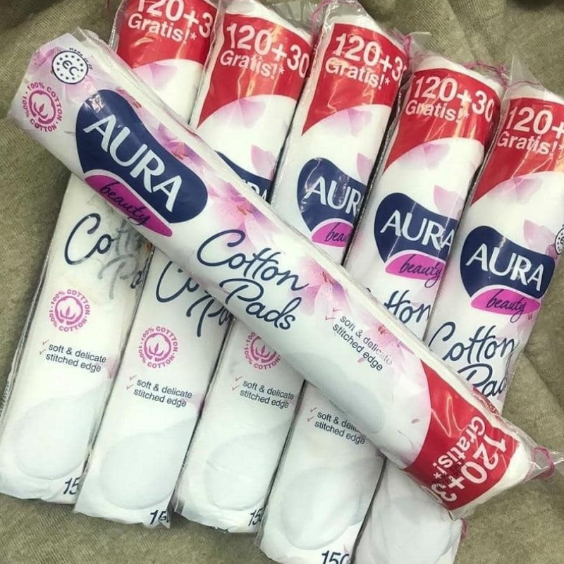 Bông Tẩy Trang Aura Chất Liệu Cotton Mềm Mại Cho Da 150 Miếng Bông Tẩy Trang Aura Chất Liệu Cotton Mềm Mại Cho Da 150 Miếng