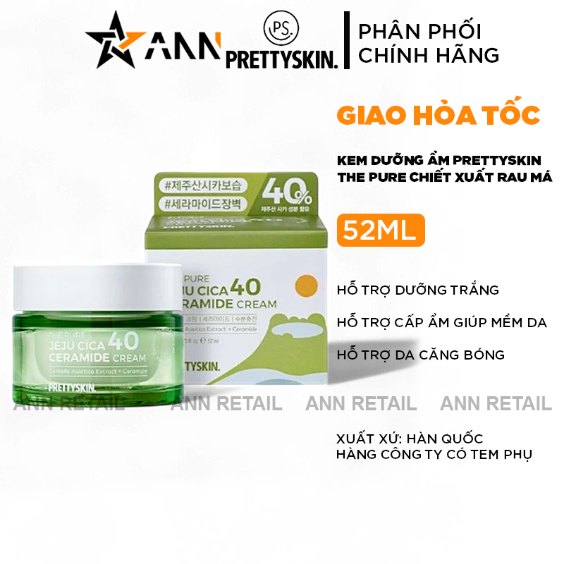 25797_1_20241122103824-3.png Kem Dưỡng Trắng Da Prettyskin The Pure Chiết Xuất Rau Má Ceramide Cream 52ml - 8809733216434