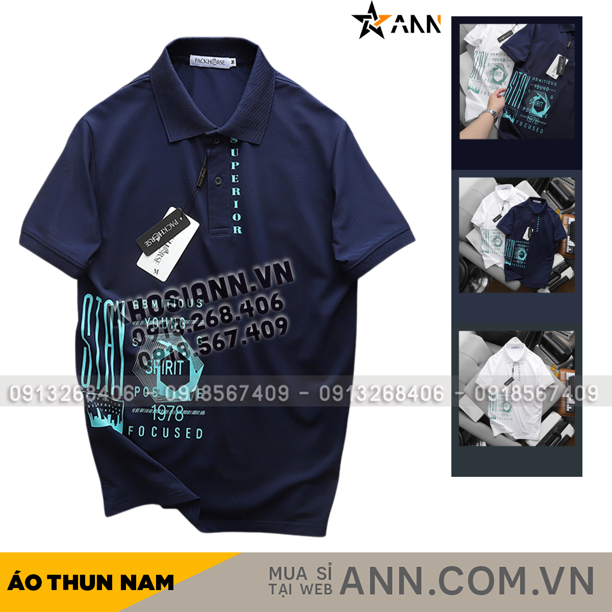 25801_bia_20241122144734-2.png Áo Thun Nam Cổ Bẻ Pack Horse In Chữ Stay 1978 Cao Cấp (Có Size 3x) - CS238