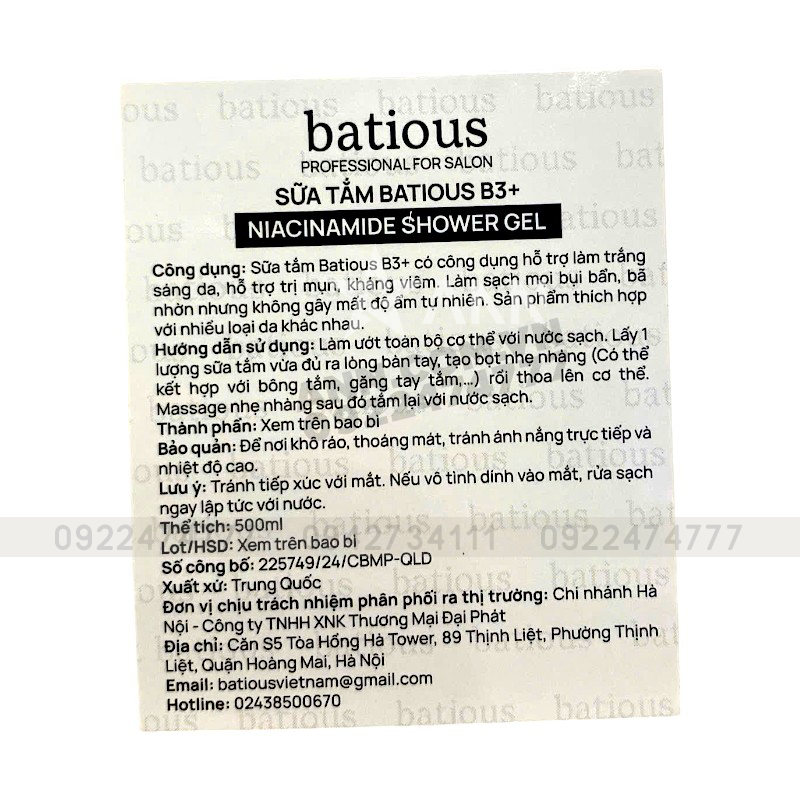 Sữa Tắm Trắng Da Batious Hương Nước Hoa 500ml - Tặng Set Gội Xả Batious Mini Sữa Tắm Trắng Da Batious Hương Nước Hoa 500ml - Tặng Set Gội Xả Batious Mini