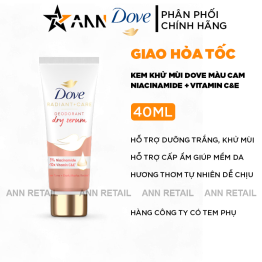 Kem Khử Mùi Dưỡng Trắng Dove 3% Niacinamide + 10x Vitamin C&E Tuýp Màu Cam 40ml - 4800888210418