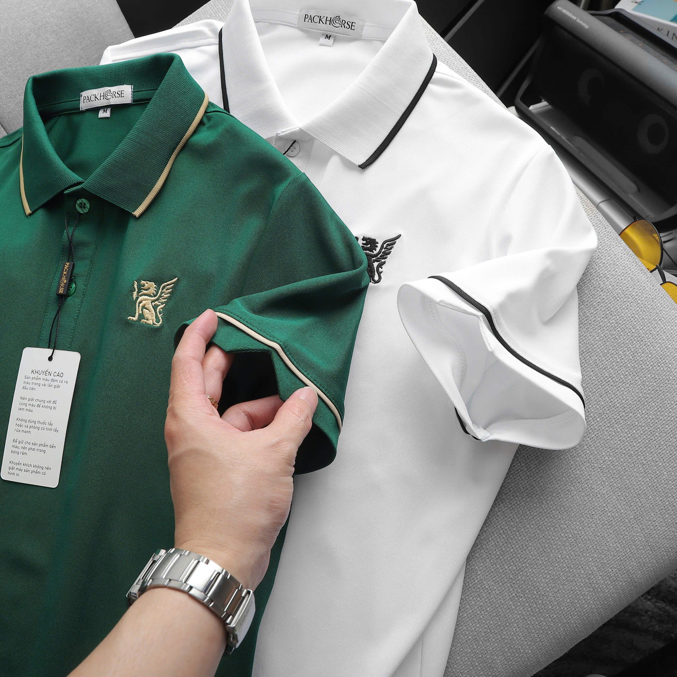 25832_0-1_20241127143710-3.jpg Áo Thun Nam Cổ Bẻ PackHorse Thêu Nổi Logo 2 Màu Cao Cấp (Có size 3x) - CS240
