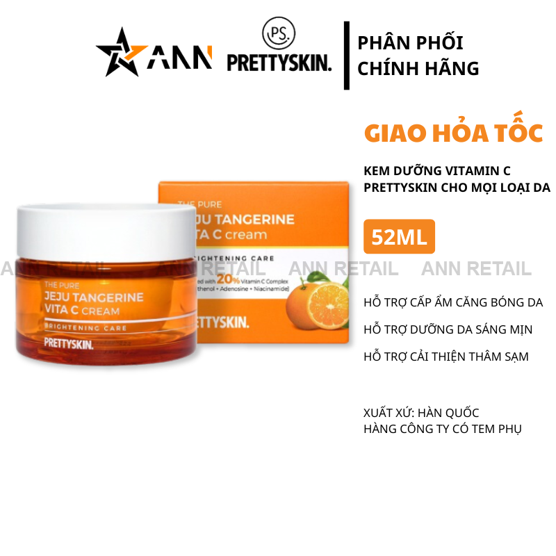 25919_chinh-bia-my-pham-he-thong_20250319180947-1.png Kem Dưỡng Prettyskin The Pure Jeju Tangerine Vita C Cream 52ml - 8809733215192