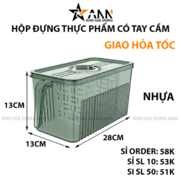 Hộp Đựng Thực Phẩm Rau Củ Trái Cây Có Tay Cầm 28x13x13cm - HDTPCTC